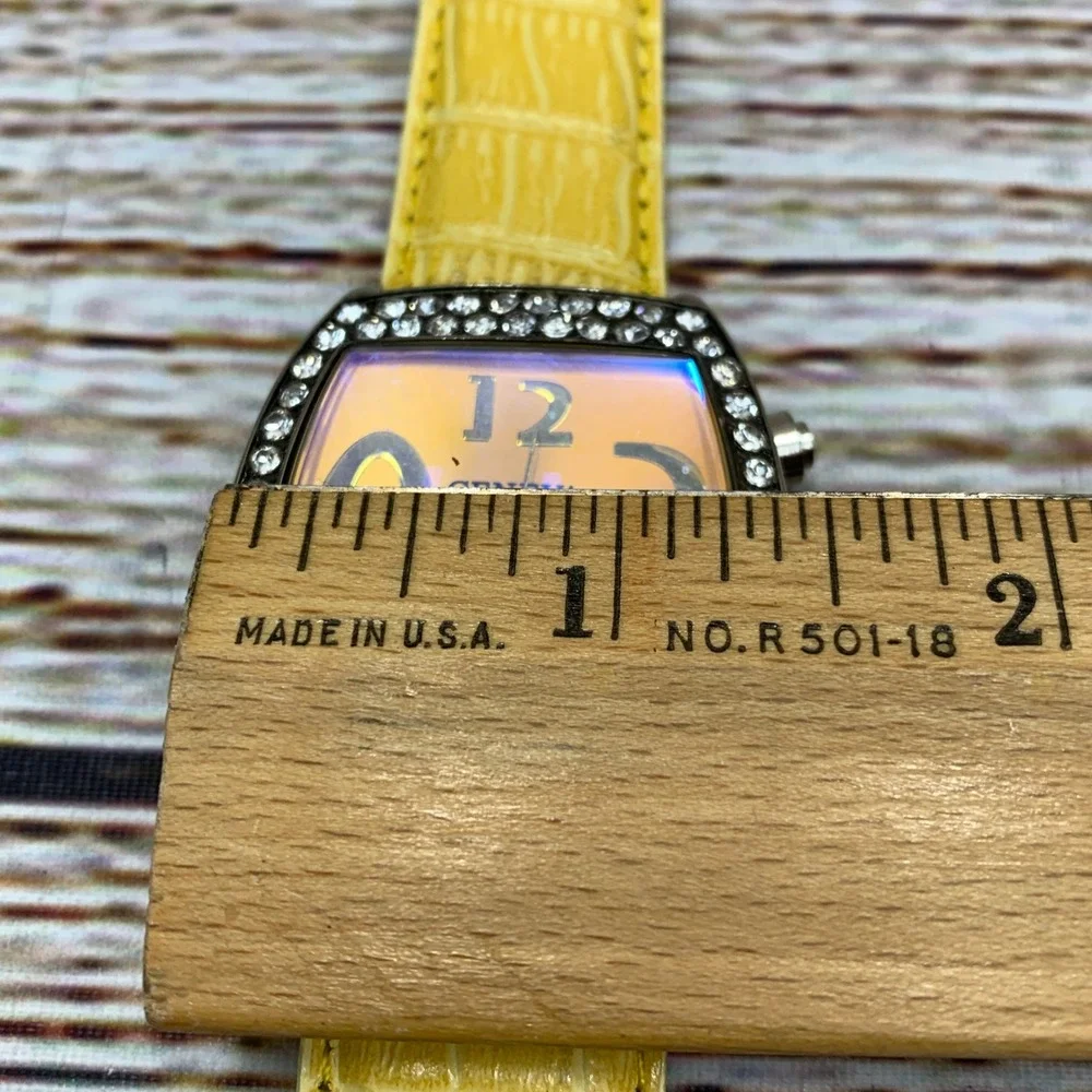 Geneva Women's Rhinestone‎ Bezel Yellow Band Quartz Wristwatch Analog 3251
